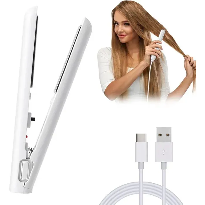 Mini lisseur cheveux USB - Chauffage rapide en 30 secondes - Plaque chauffante en céramique