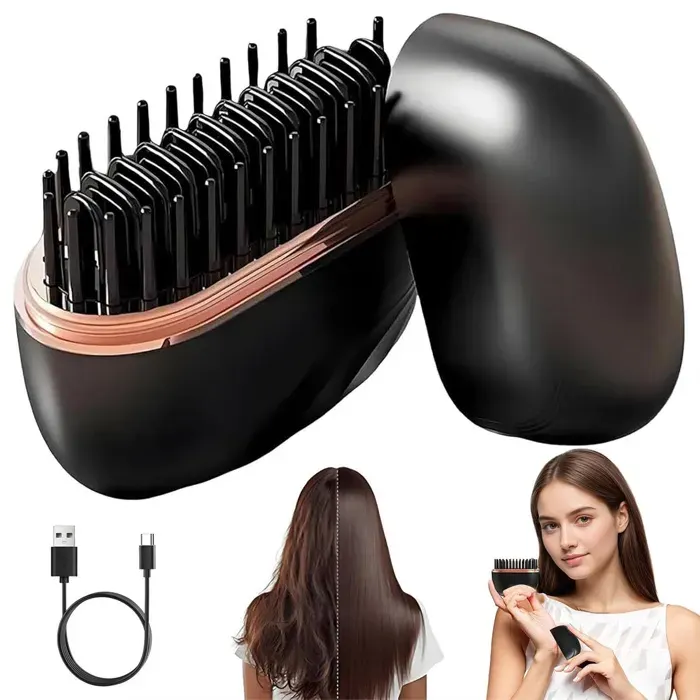 Mini lisseur sans fil lisseur portable rechargeable avec trois réglages de température convient aux cheveux et à la barbe - Noir
