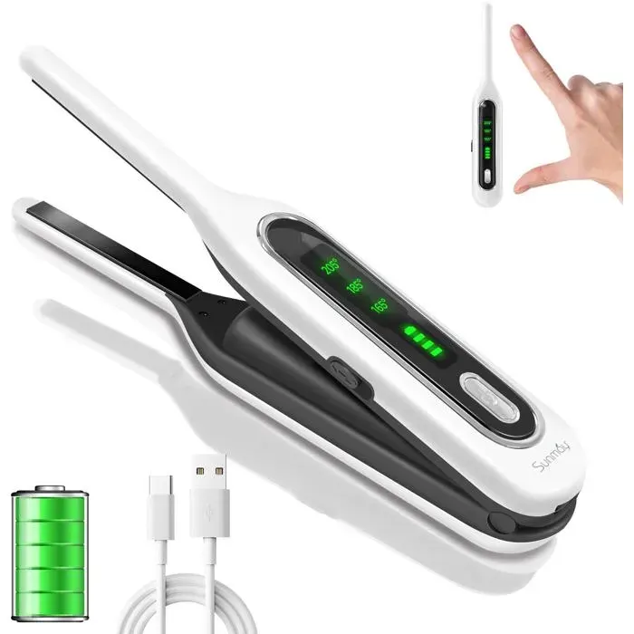 Mini lisseur sans fil pour cheveux courtspetit fer plat 3/10 pour coupe Pixie et barbelisseur et bigoudi sans fil portable 2 en