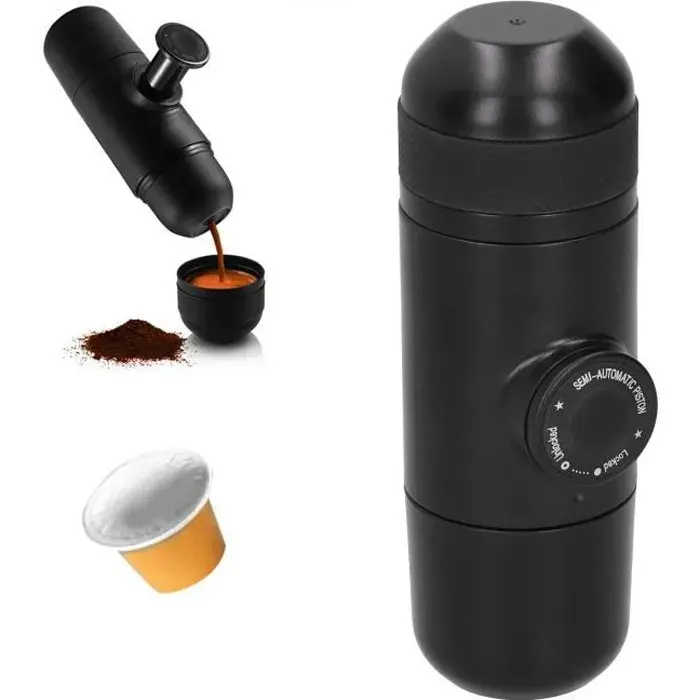 Mini machine à café portable - ESTINK - Nespresso - 15 bar - Noir - Capsules