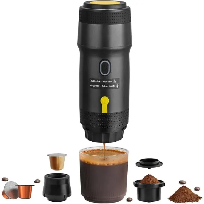 Mini Machine à Expresso Portable 25 Bars Auto-Chauffante Électrique Compacte pour Voyage Camping Bureau Maison