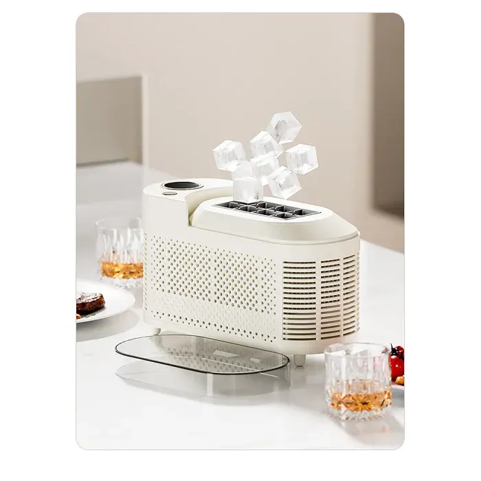 Mini machine à glaçons 12V blanc crème 25x18x17 cm légère 1800 g câble voiture inclus idéale pour voyages camping fêtes