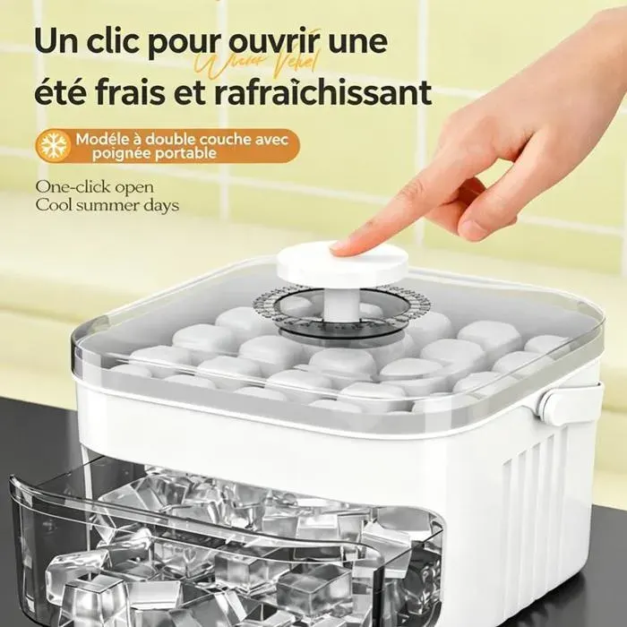 Mini Machine à Glaçons Portable Avec Couvercle Et Bac De Rangement – 50 Glaçons Modèle 2026 à Extraction Par Simple Pression