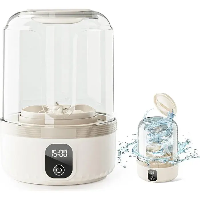 Mini Machine à Laver 15L Rechargeable Lave-Sous-Vêtements et Petits Vêtements Portable pour Appartement Dortoir Camping Voyage