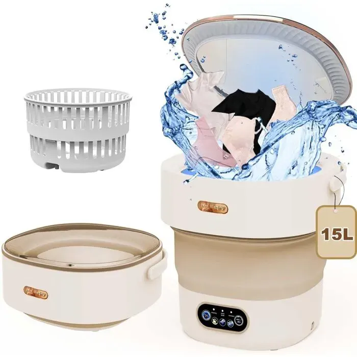 Mini machine à laver pliable 15 L - Portable 22 W - 3 modes - Laveuse et secheuse - Pratique pour inutilisable domestique