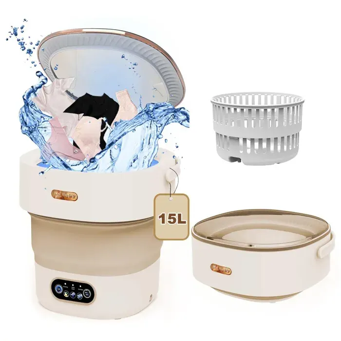 Mini machine à laver pliable 15L 22W portable 2 en 1 3 modes de nettoyage convient pour un usage domestique