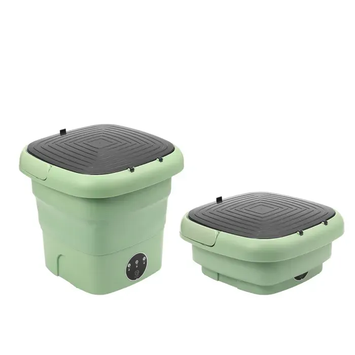 Mini machine à laver pliable et portable grande capacité de 45 L lave et essore en une seule opération-verte.
