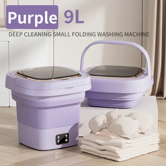 Mini Machine À Laver Pliante 9L - 25 W - Pliable - Silencieux - Trois modes de nettoyage - LED - Convient aux petits articles