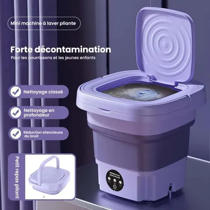 Mini Machine à Laver Portable 8L Pimpimsky – 3 Modes de Lavage pour Sous-Vêtements Chaussettes A MINI LAVE-LINGE – MINI MACHINE