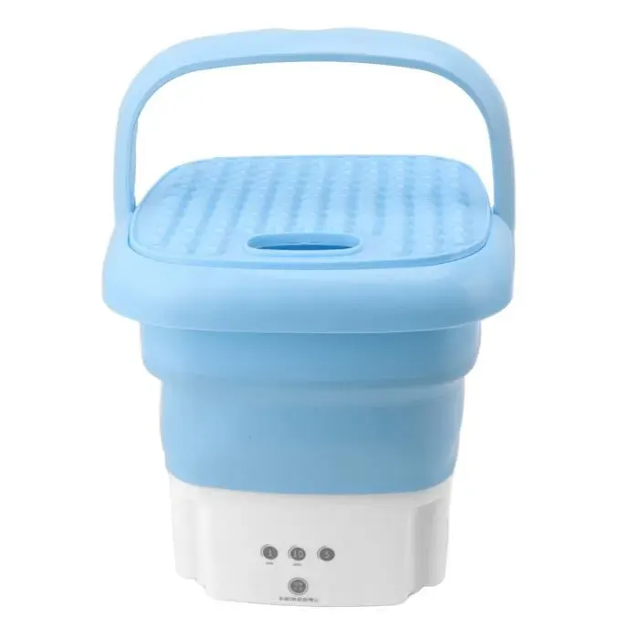 Mini-machine à laver portable - GOTOTOP - Pliable - Moteur à grande vitesse - Prise UE - Couleur bleue