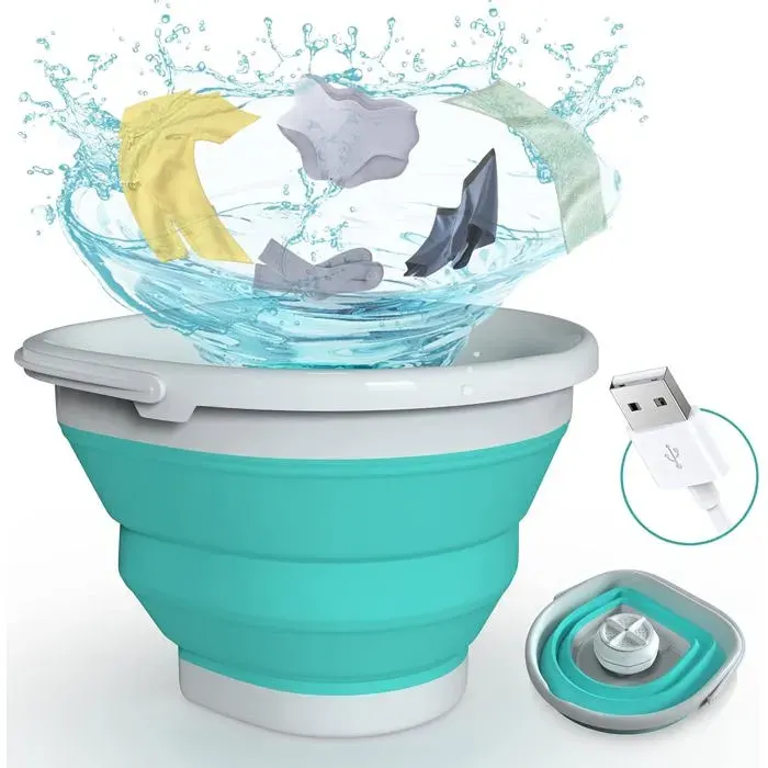 Mini Machine À Laver Portable Pliable 10 Litres Turbine À Ultrasons 24 W Avec Usb Pour Sous-Vêtements Chaussettes Vêtement