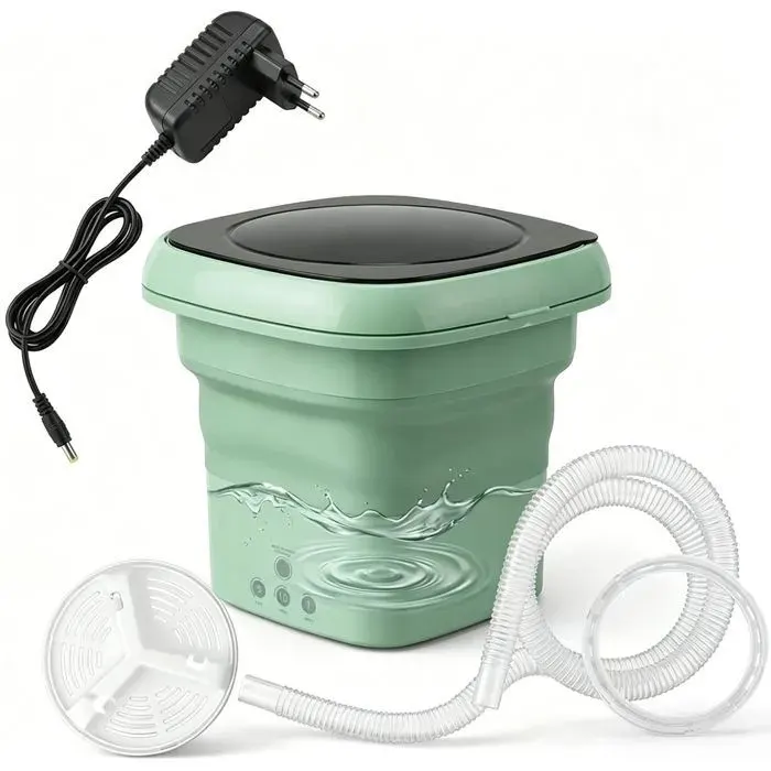Mini machine à laver portable - TepidBee - 7l 10w 28x28x255cm mini laveuse pour sous-vêtements chaussettes machine à lav Vert