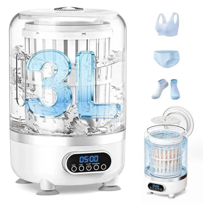 Mini-machine à laver - SONGHUI - 3L portable rechargeable - Sans fil - Panier dessorage - Tuyau de vidange