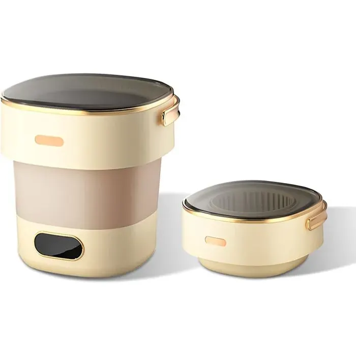 Mini Machine Lave Pliage -13L - Automatique - 3 Modes de Nettoyage - Pour les sous vêtementschaussettes Beige