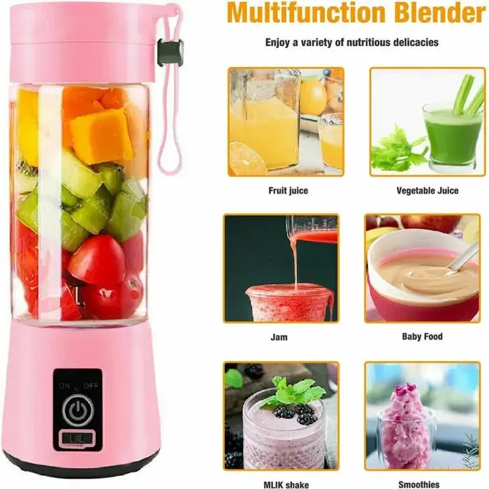 Mini mixeur à smoothie électrique portable de 380 ml (rose) ODIPIE