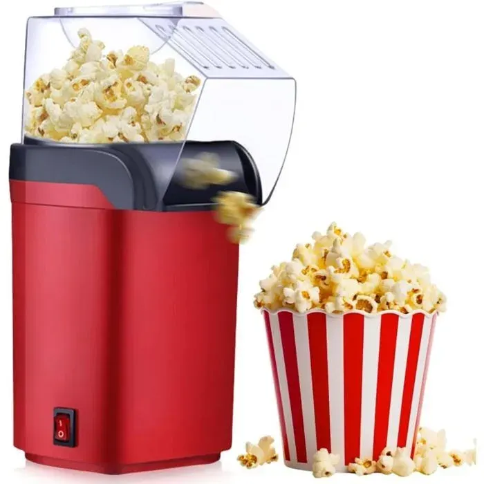 Mini popcorn air chaud 1200W – Sans huile 2 min Label