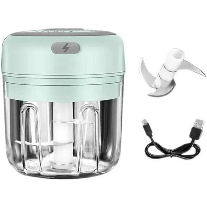 Mini presse-ail électrique - ZGEER - Hachoir portable - Acier inoxydable - 30W - Facile à nettoyer