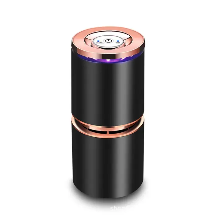 Mini purificateur dair USB pour voiture bureau petite pièce ultra silencieux avec veilleuse LED sans adaptateur — coloris Noir