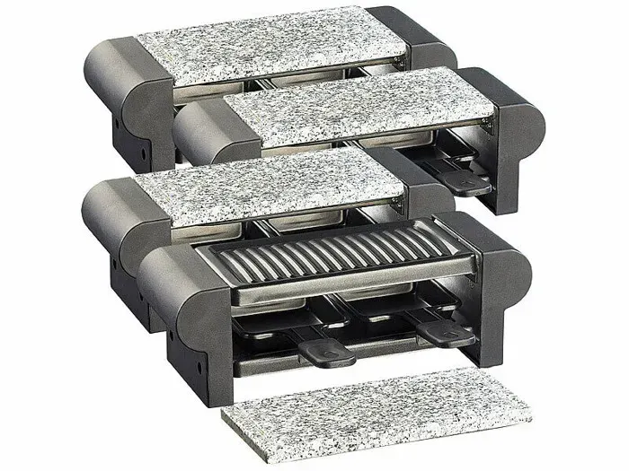 Mini-raclette Duo - Rosenstein & Söhne - 4 appareils - 350W - Antiadhésif - Pour 8 personnes