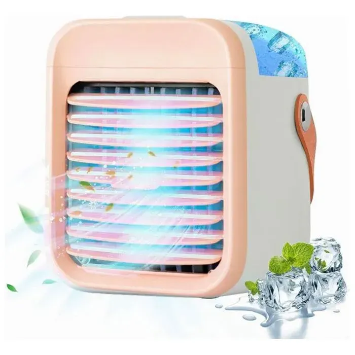 Mini Rafraîchisseur Air Portable 5-en-1 USB - Humidificateur Purificateur Veilleuse - Rosa