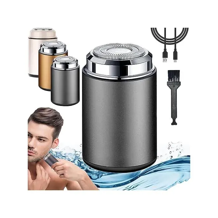 Mini rasoir électrique de poche pour homme rechargeable USB utilisation humide et sèche gris