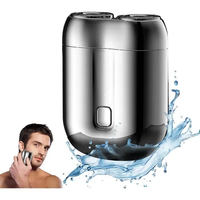 Mini rasoir électrique étanche 2025 pour homme rasoir portable sans fil avec nettoyage profond argent