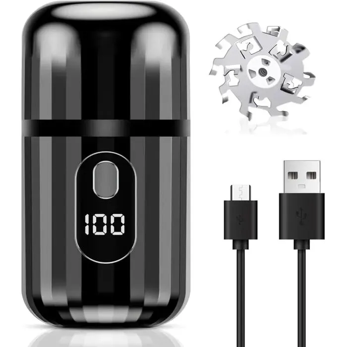 Mini Rasoir Électrique HommeRasoir Électrique de Voyage avec Écran LCDUSB Rechargeable Rasoir de Poche Portable pour Maison