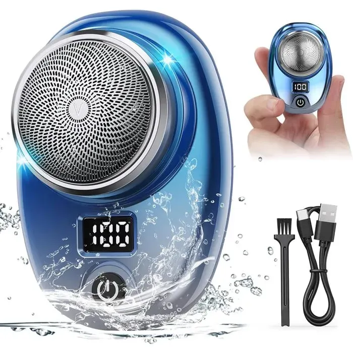 Mini rasoir électrique portable avec écran LED pour homme rechargeable par USB étanche rasoir électrique portable