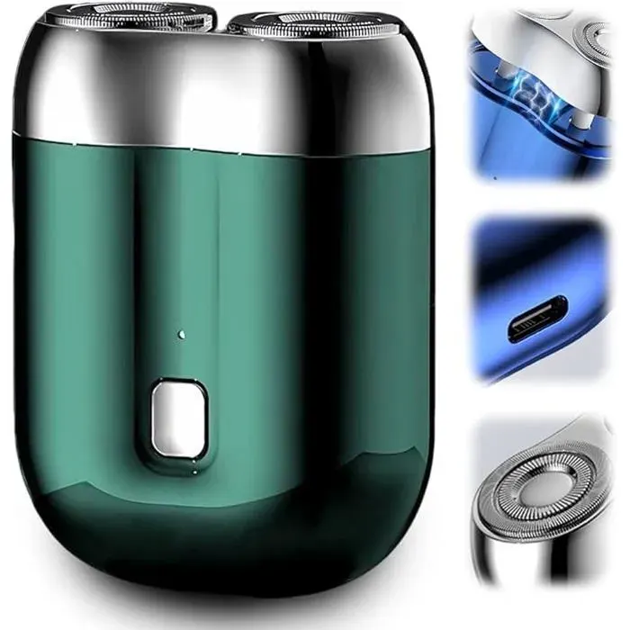 Mini rasoir électrique portable — Nouveau modèle 2-en-1 (2026) — Mini rasoir électrique à double tête rechargeable étanche et