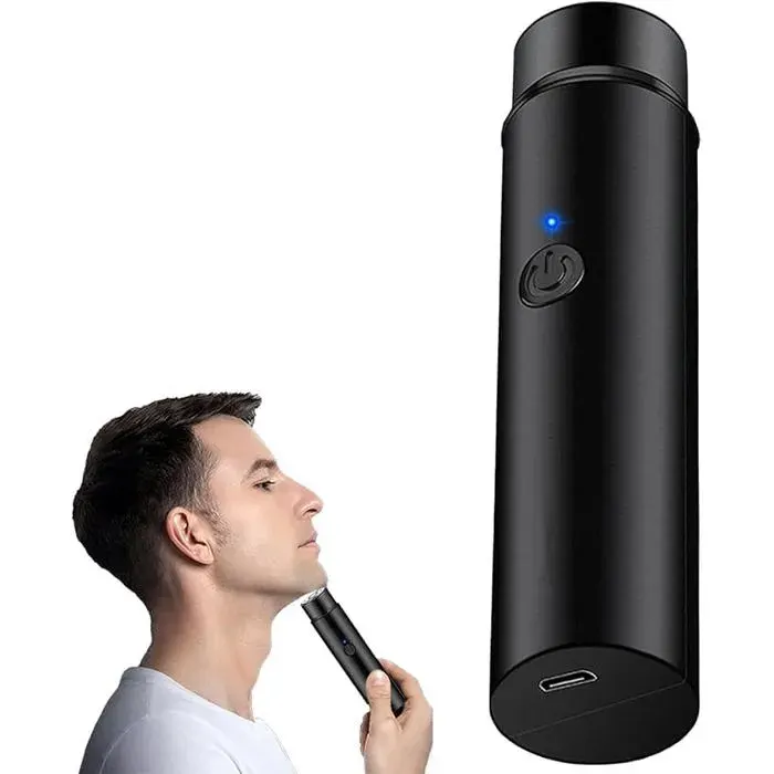Mini Rasoir ÉlectriqueRasoir Rotatif Portable Rechargeable pour HommesRasoir Électrique de Poche ÉtancheNoir