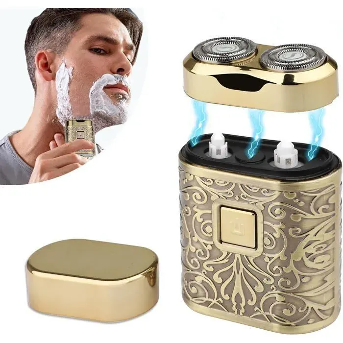 Mini Rasoir Electriques Hommes Vintage Rasoir De Voyage Portable Ipx7 tanche Tondeuse Barbe Pour Homme Mini Shave RASOIR ELECTRIQUE