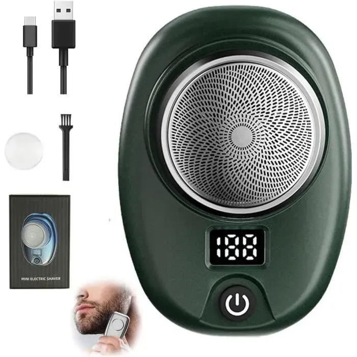 Mini rasoir rasoir électrique portable pour hommerechargeable par USB étanchefacile à utiliser avec un seul bouton(vert dégradé)