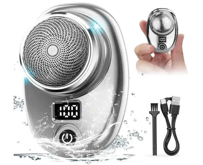 Mini rasoir rasoir électrique portable rechargeable par USB pour homme avec affichage LED facile à un bouton utilisation