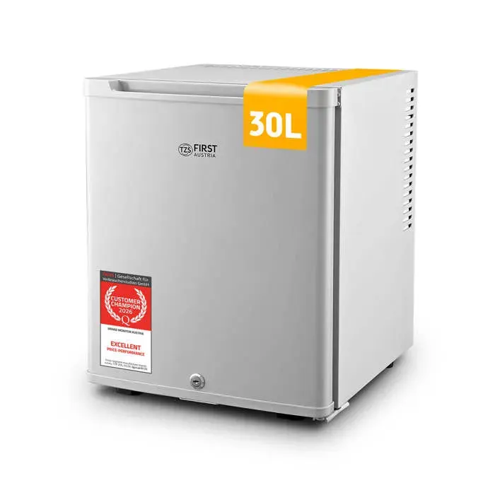 Mini réfrigérateur 30L silencieux TZS First Austria - Porte réversible & lumière intérieure - Camping bureau chambre & hôtel