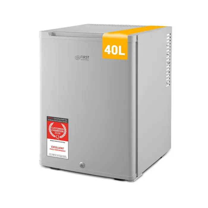 Mini réfrigérateur 40L silencieux TZS First Austria - Minibar pour camping bureau chambre & hôtel - Gris