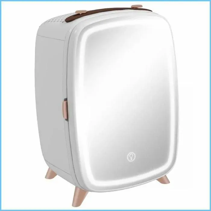 Mini réfrigérateur 6L - Réfrigérateur cosmétique avec miroir LED touchscreen - Blanc