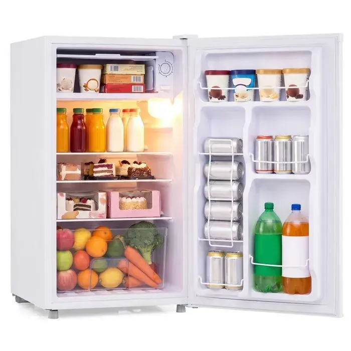 Mini Réfrigérateur 80L COSTWAY-Étagères Amovibles-Porte Simple Réversible-Éclairage LED-5 Température-Silencieux-Classe E-Blanc