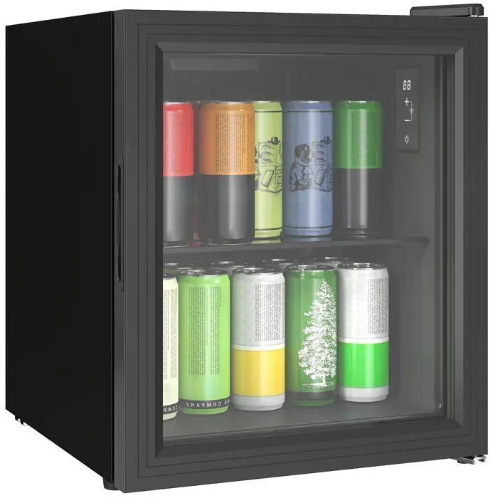 Mini Réfrigérateur Compact 46L (59 Canettes) - Frigo Bar de Chambre & Studio - Porte Vitrée - Pose Libre - Noir