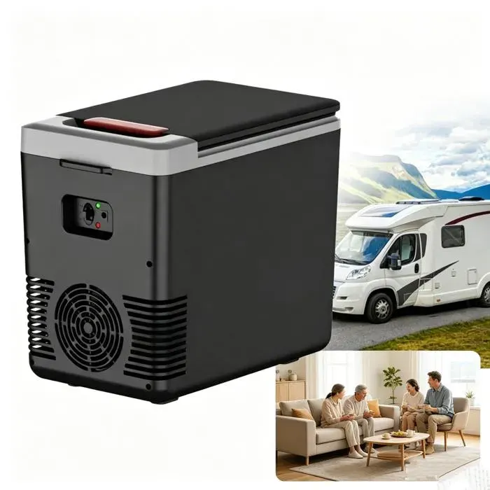Mini Réfrigérateur Portable 10L 12V 220V Double Alimentation Chaud/Froid 45W Pour Voiture Maison Bureau Voyage Camping Noir