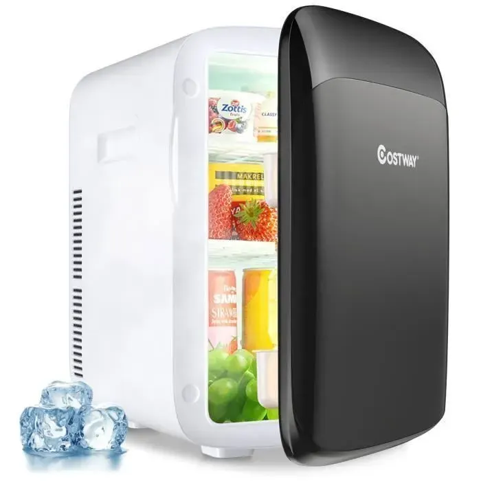 Mini Réfrigérateur Portable 15L COSTWAY-Froid/Chaud-Classe E-Alimenté par AC/DC-Mini Frigo de ChambreVoiture-Mode Silencieux-Noir