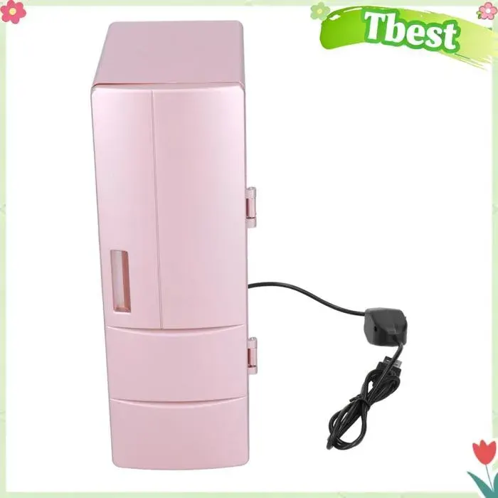 Mini réfrigérateur portable - TBEST - Mini USB - 5V USB - Silencieux - Rose