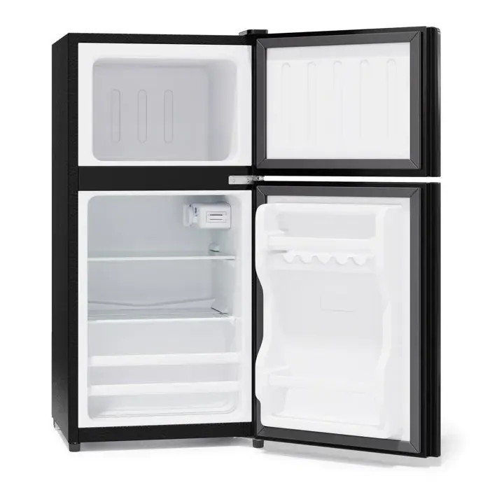 Mini réfrigérateur pose libre 60 L noir – congélateur haut 22 L porte en verre LED