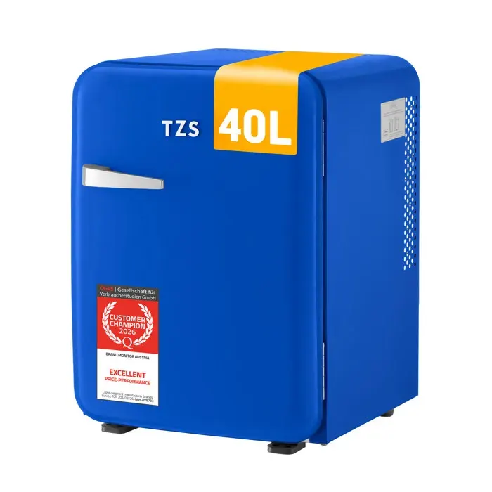 Mini Réfrigérateur Rétro 40L TZS First Austria - Silencieux 22dB - Bleu foncé - Frigo dappoint - Design Vintage
