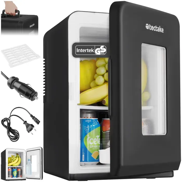 Mini réfrigérateur - TECTAKE - Mini-réfrigérateur portable 2 en 1 avec mode économie câbles AC et DC 27 x 31x 41 cm - Noir