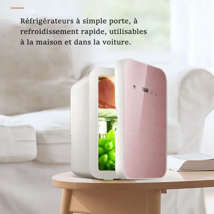 Mini Réfrigérateur - VVIKIZY - 8L - Affichage Digital - Refroidissement et Réchauffement - Or Rose