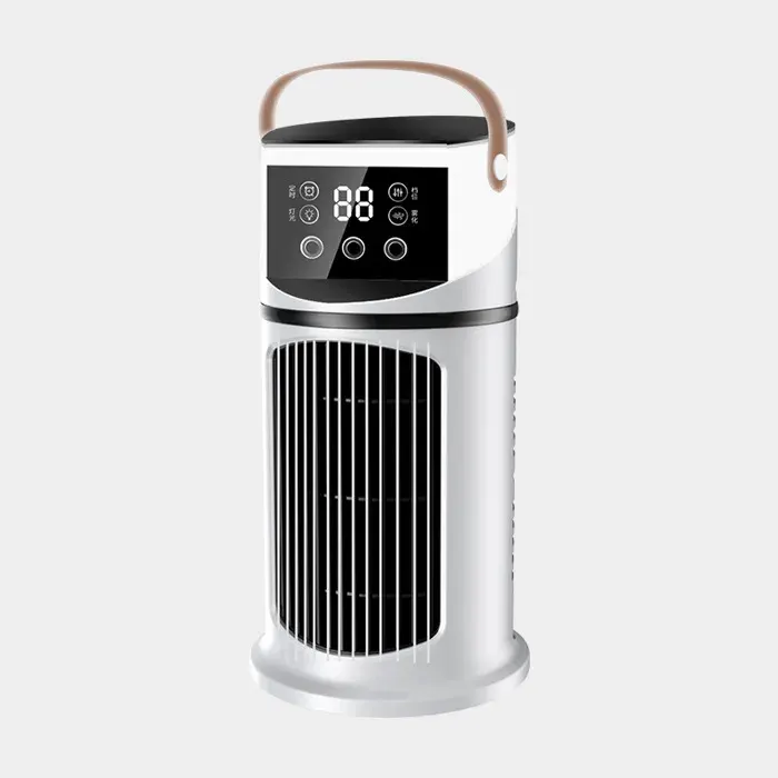 Mini refroidisseur dair - Belle commode - 6 vitesses - Alimentation USB - Réservoir deau - Minuterie intégrée — coloris Blanche