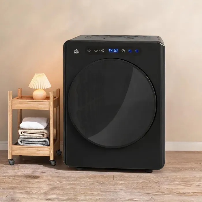 Mini sèche-linge à évacuation 4 kg 6 programmes tambour inox jet black 49x43x61 cm
