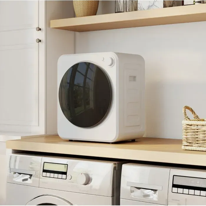Mini sèche-linge à évacuation 4 kg blanc 5 programmes 400/800 W tambour inox réversible 48 x 44 x 57 cm