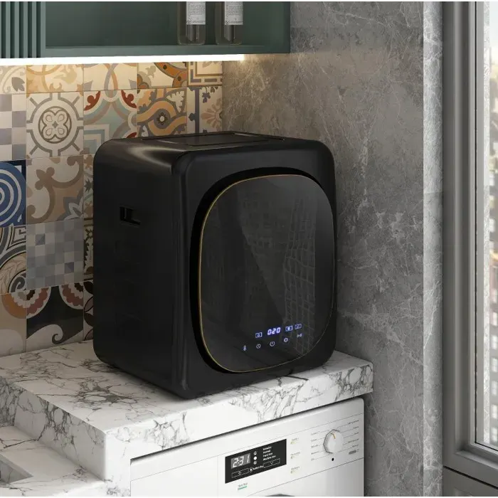Mini seche-linge a evacuation 4 kg noir 6 programmes ecran LED tactile 800 W