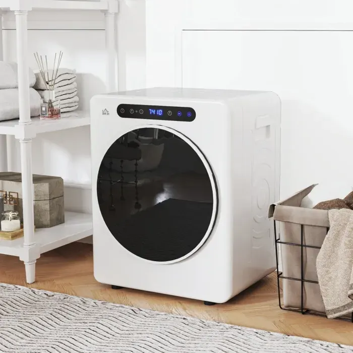 Mini sèche-linge dune capacité de 4kg avec 6 programmes 40-60°C Sèche-linge compact avec écran tactile Blanc